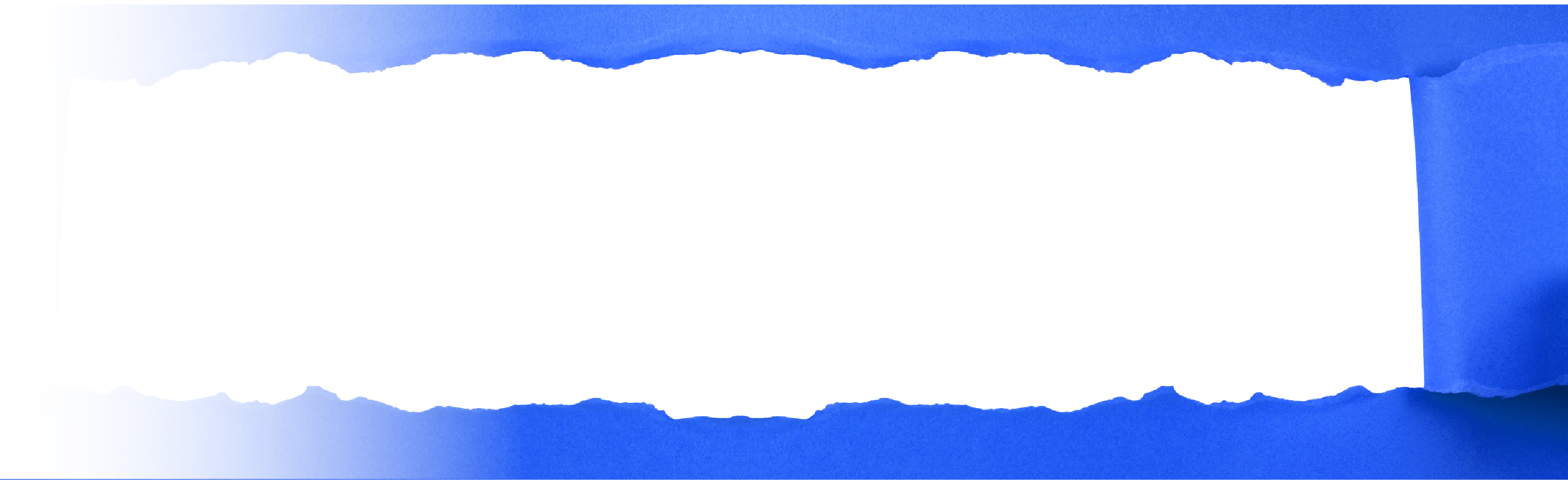 A blue background is ripped to show a white background underneath,