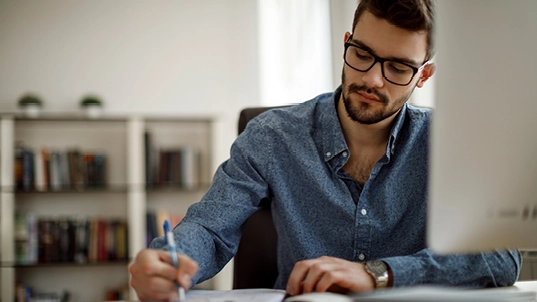 Man preparing for interview