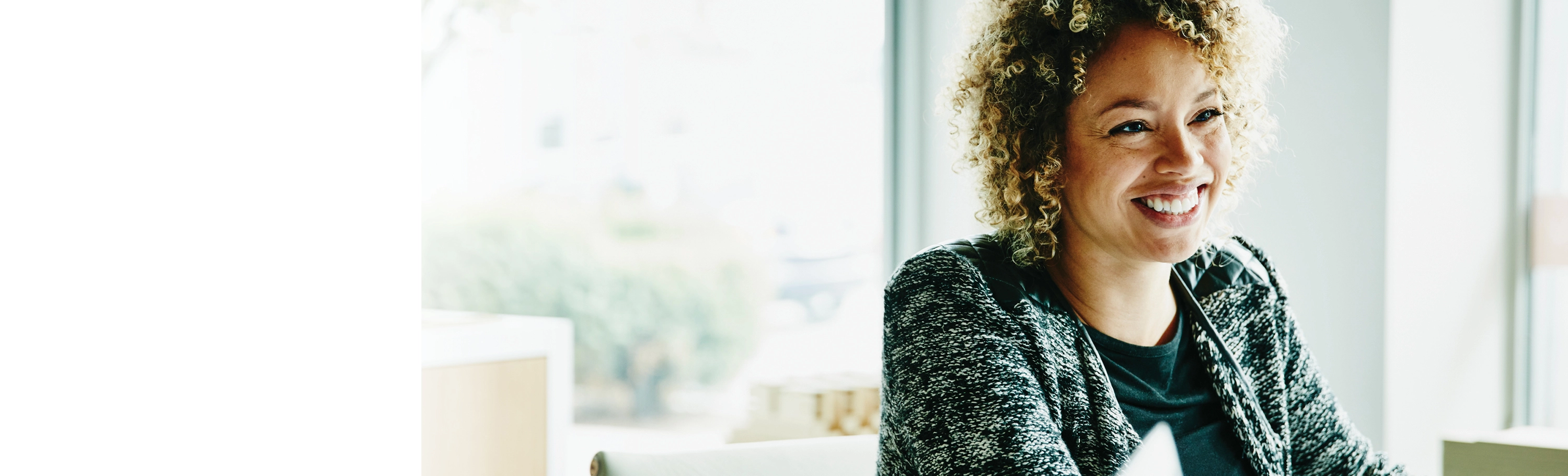 Woman smiling at work